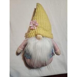 Spring Sitting Gnome Pink Floral Yellow Blue 4Seasons Global 15.5" Table Top Hom